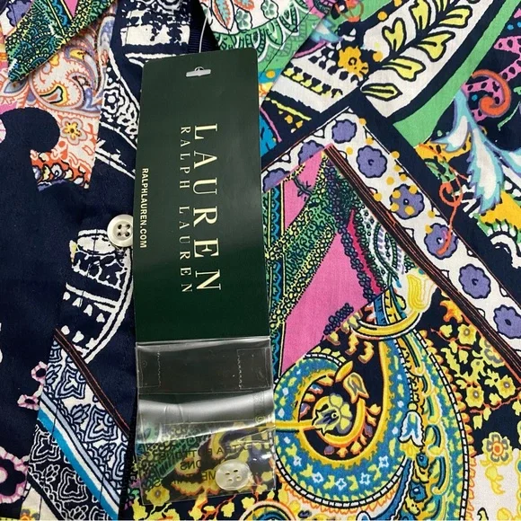 NWT Lauren Ralph Lauren Multi Color Fash 3 Paisley Pattern Button Down Shirt Sm - Picture 14 of 15